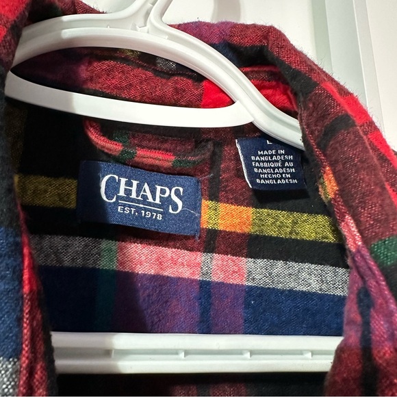 CHAPS heavy weight plaid button up shirt gorgeous plaid rich colours - Picture 7 of 12